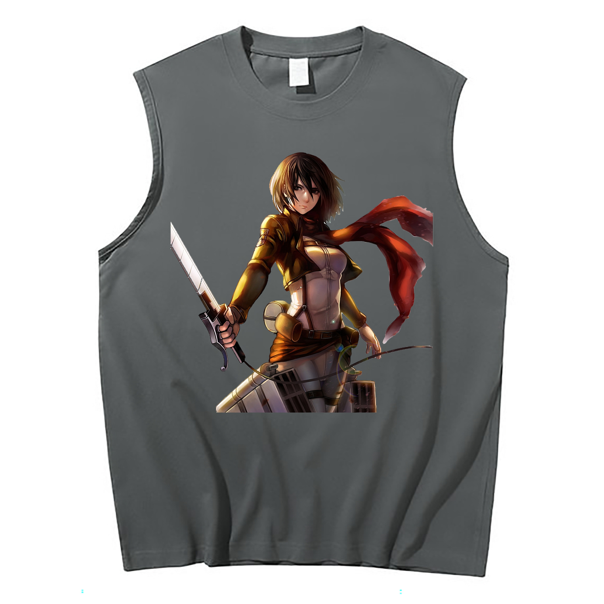 （画像用） 進撃の巨人 ミカサ·アッカーマン Attack on Titan Mikasa Ackerman コットン100％タンクトップ（フロントプリント）
